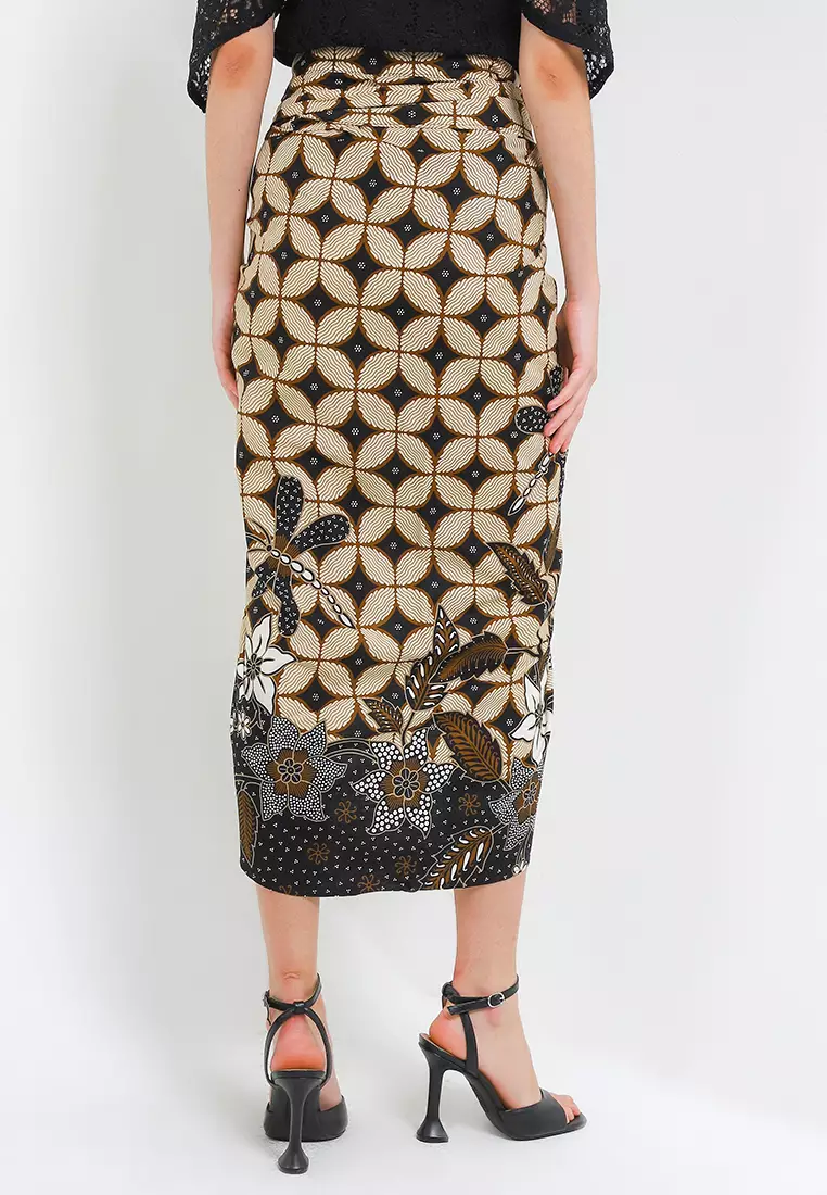 Rok Lilit Wanita Kondangan Batik Instant Kaviola Black