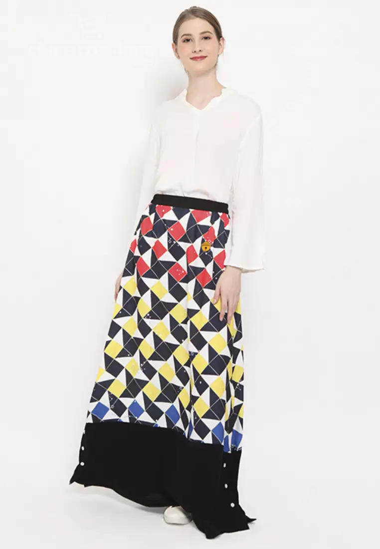 Doraemon Geometric Skirt Black