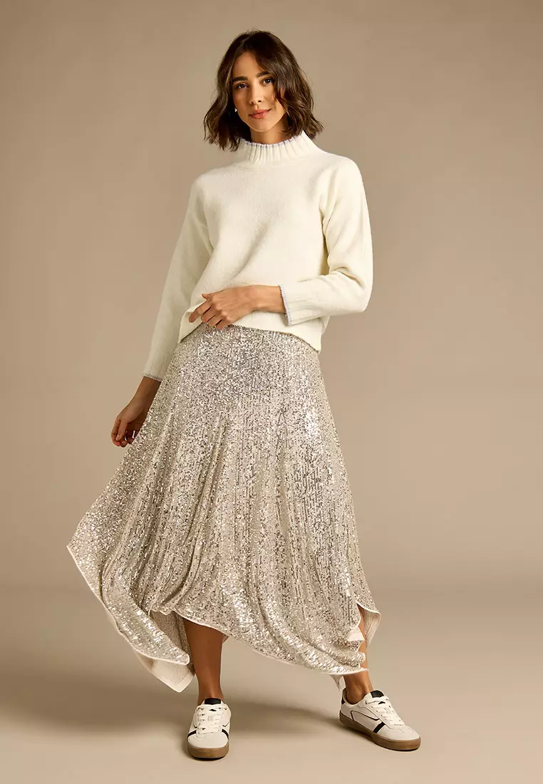 Buy GWD Jenna Silver Sequin Hanky Hem Skirt 2026 Online | ZALORA
