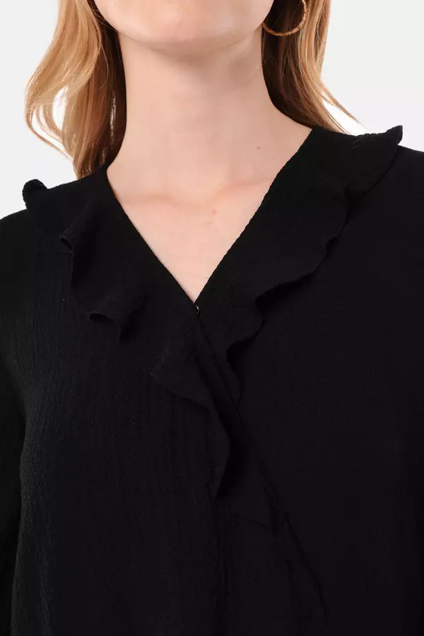 MINIMAL - Holyberry - Midi Wrap Dress - Black Warna Black