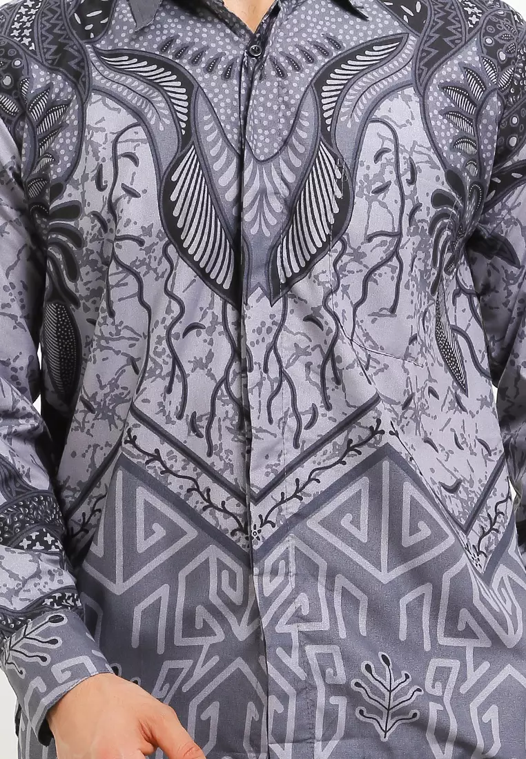 Dasi Kemeja Batik Exclusive Premium Pria Casual Modern Lengan Panjang