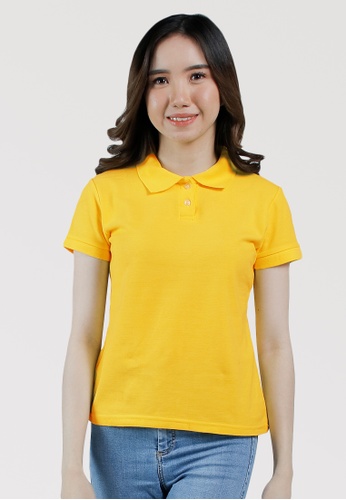 ladies polo shirt black yellow