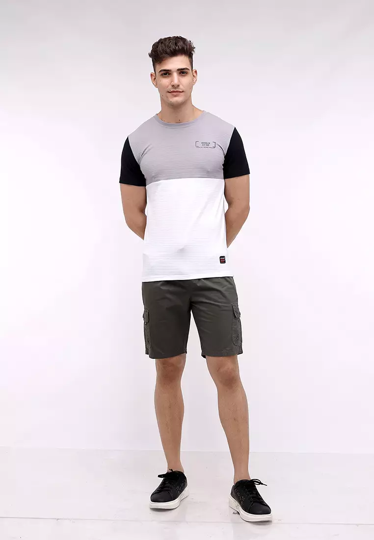 Round Neck Streaky Short Sleeves T-Shirt