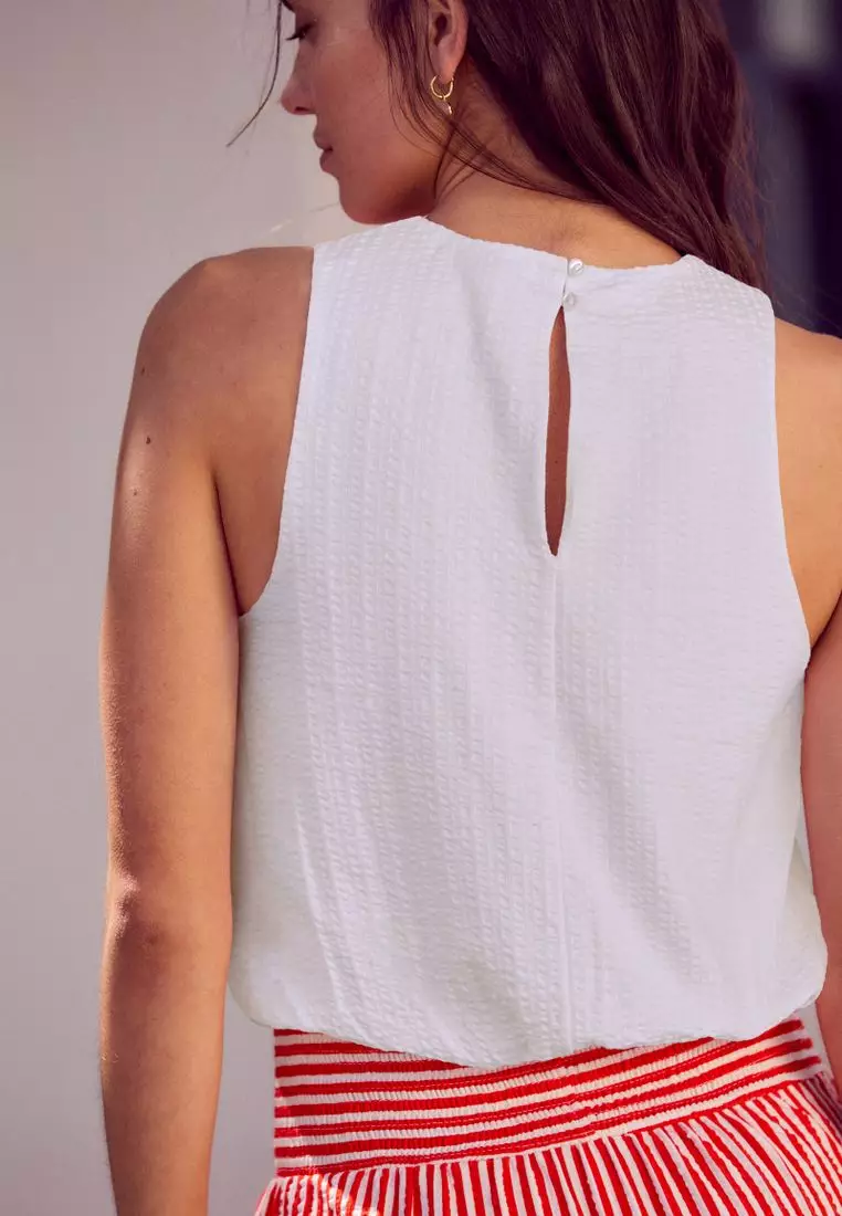 100% Cotton Sleeveless Bubble Hem Top
