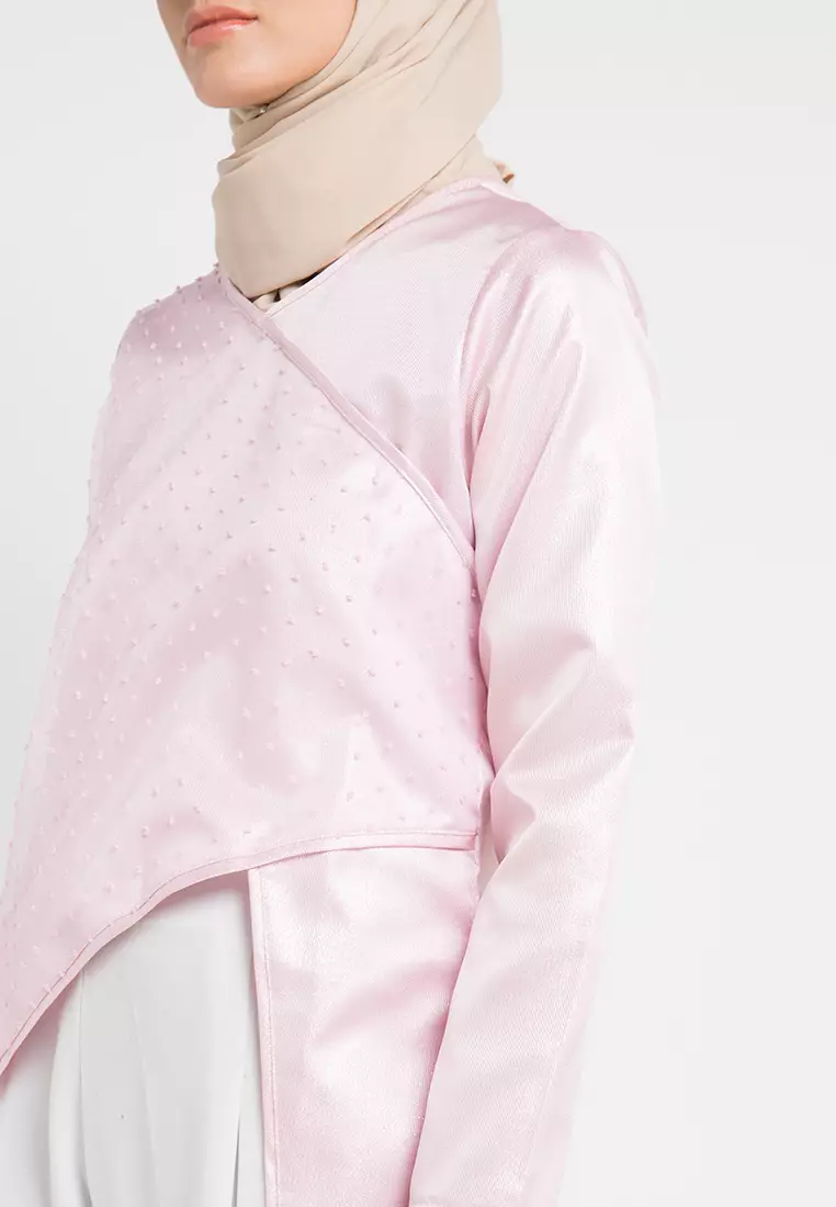 Ziva Assymetrical Blouse In Pink Glitter