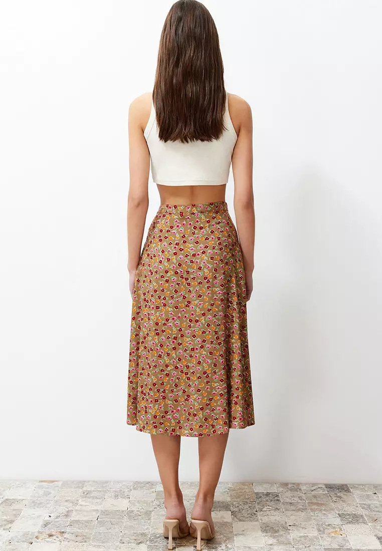 Floral Patterned Midi Skirt