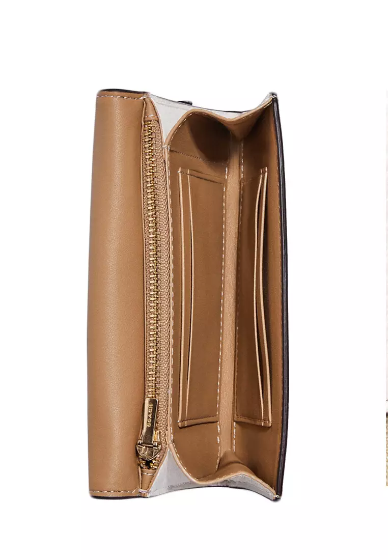 Kleo Wallet in Blocked Signature Canvas - Light Brown/Multi