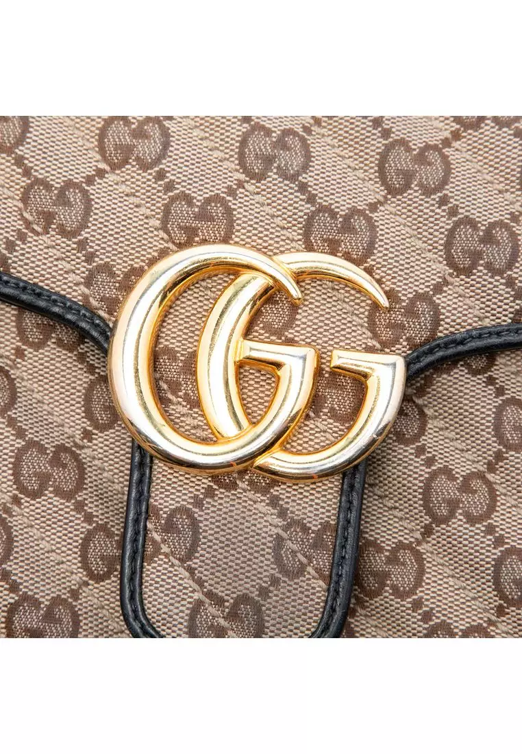 Pre-Loved Gucci Medium Gg Marmont Matelasse Diagonal Gg Canvas Shoulder Bag