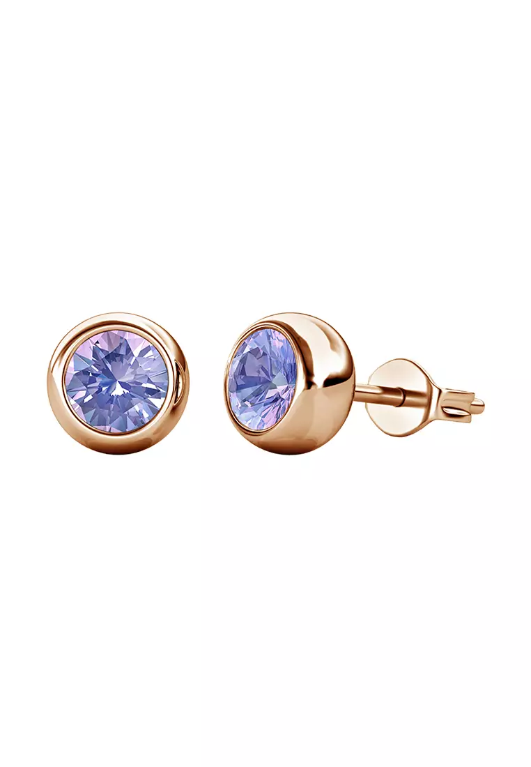 Birth Stone Moon Earring June Tanzanite RG - Anting Crystal Swarovski by Her Jewellery