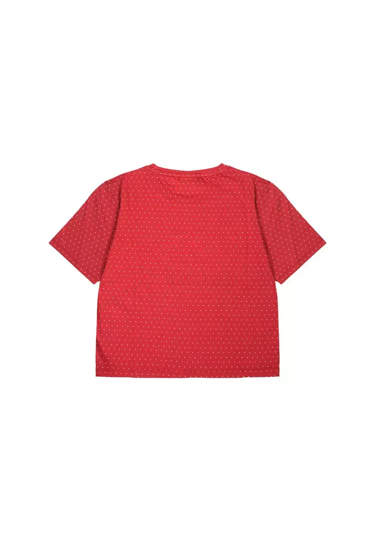 3Second Women's Polka Dots T-Shirt Short Sleeve Body Fit Cotton Cordy C060326