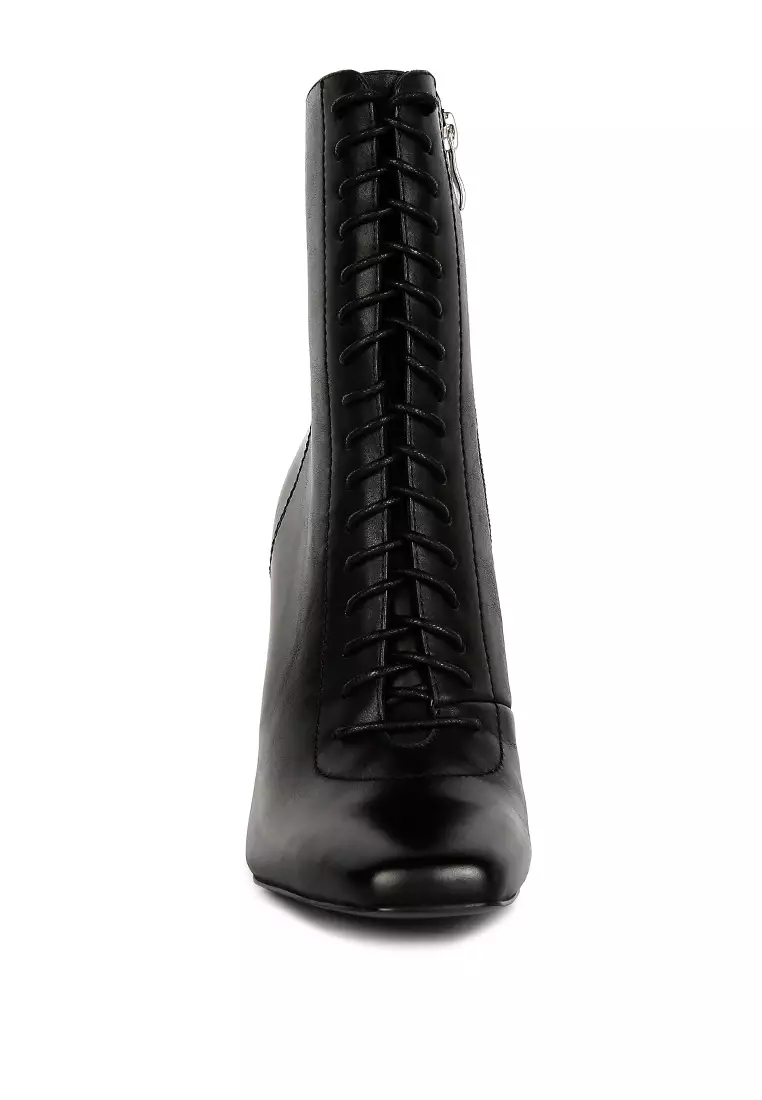 Womens black lace up leather boots on sale