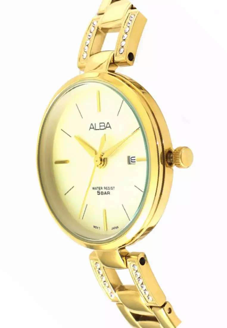 Jam Tangan Wanita Alba Original  AH7T12 Strap Stainless Steel Gold
