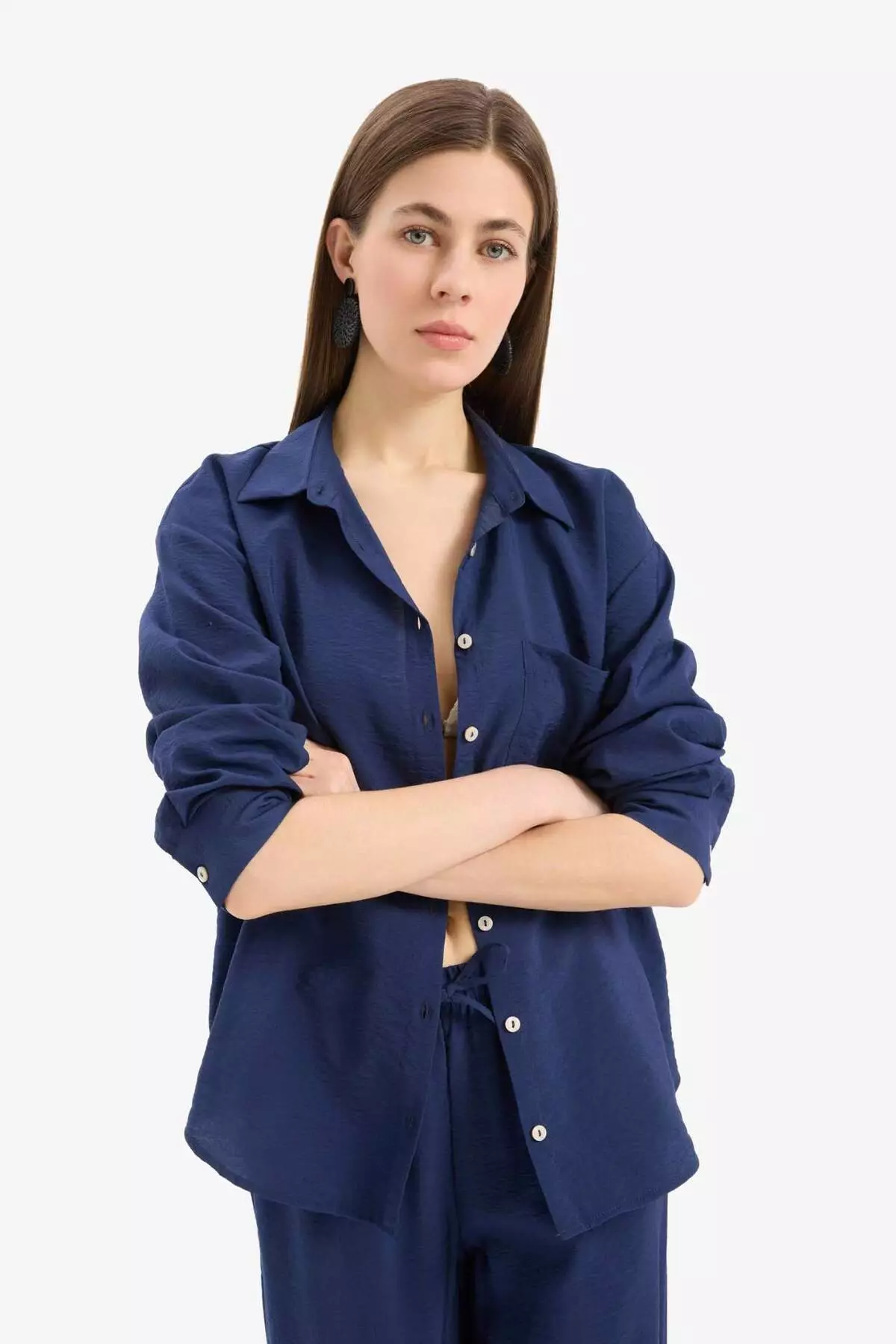 Regular Fit Beach Shirt-Fall in Love E1167Ax25Sm
