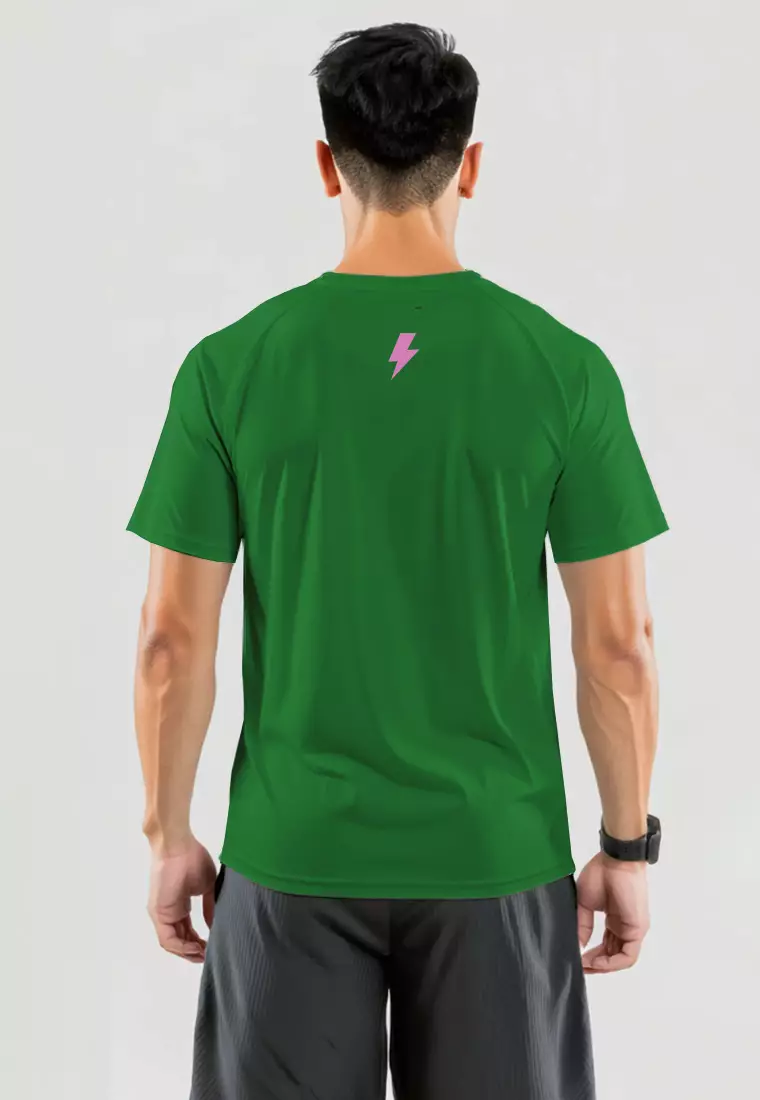 MSA97 Kaos Lari Pria Lengan Pendek Pink Hijau Solidaritas SuperAirDryLite