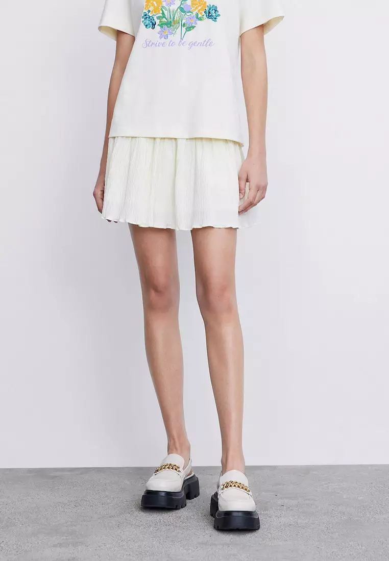 Elastic waist on sale pleated skirt