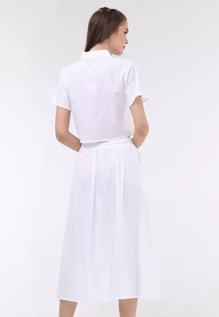 Short Sleeves Blouse/Skirt Terno