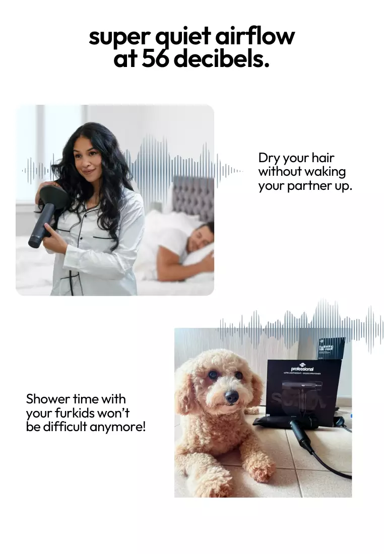 Professional Hair Dryer - Powerful & Light, SG Plug 230V