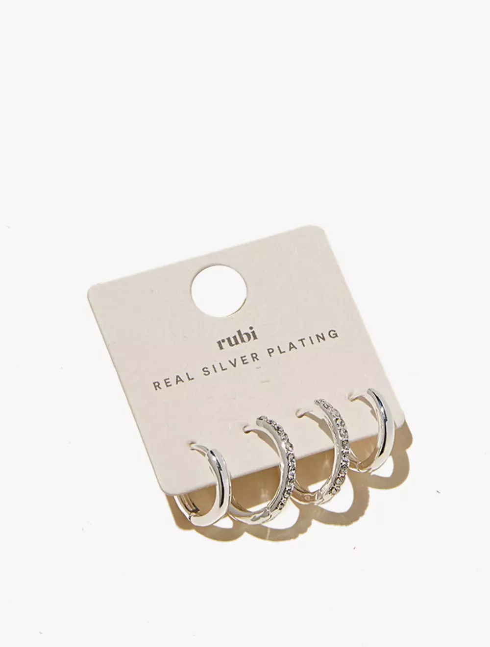 2PK MID EARRING - SILVER PLATED FINE DIAMANTE