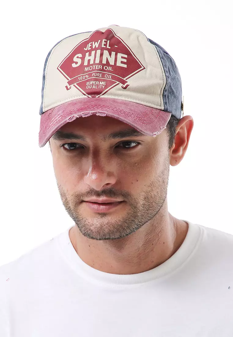 Jahari Topi Baseball Pria Wanita Vintage Design Resizable Strap Casual Cap Material Cotton ORIGINAL - Navy Maroon