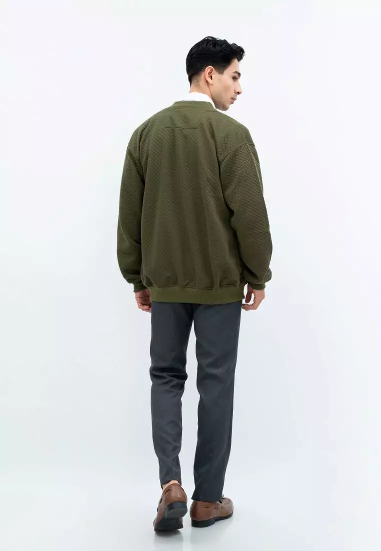 Houseofcuff Jaket Katun Outer Bomber Smart Casual Hijau Army