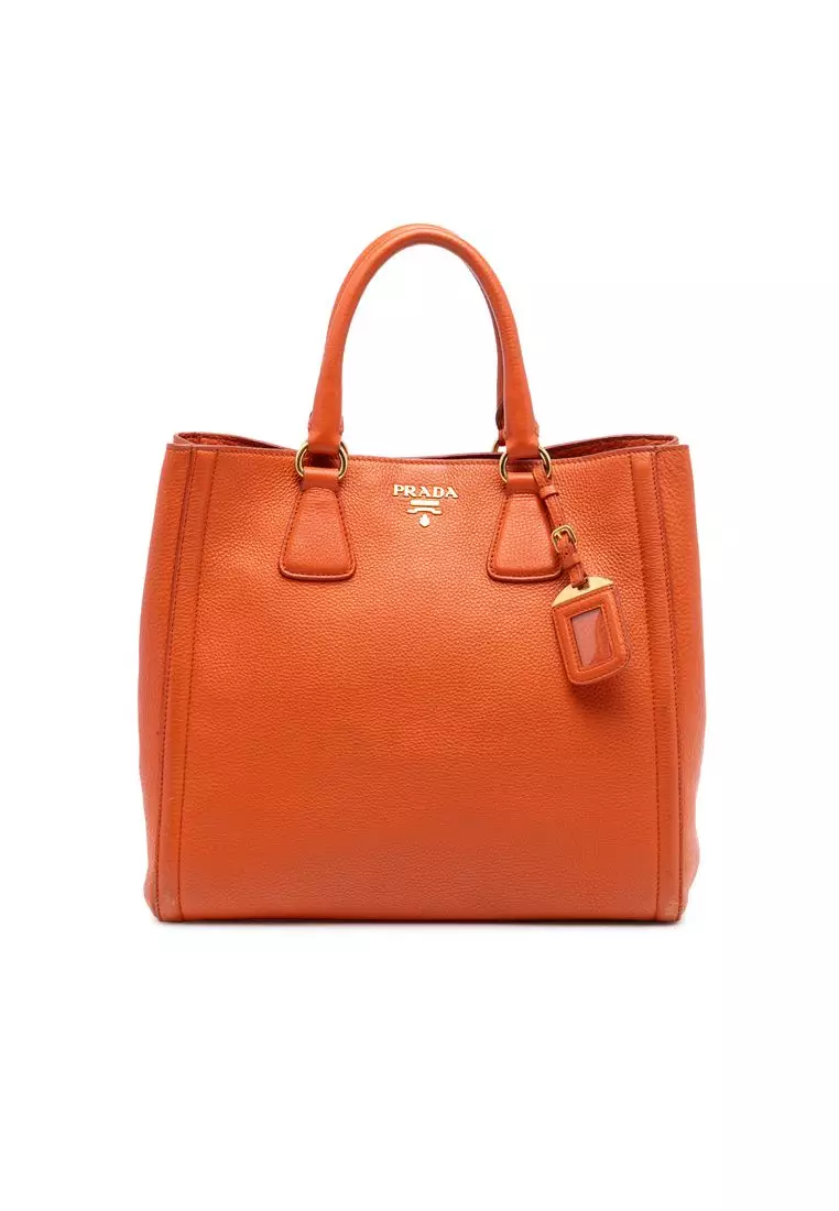 PRADA Orange ヴィッテロダイノVitello Daino バッグ Prada Pre-Loved Prada Vitello Daino Open Convertible Tote 2026