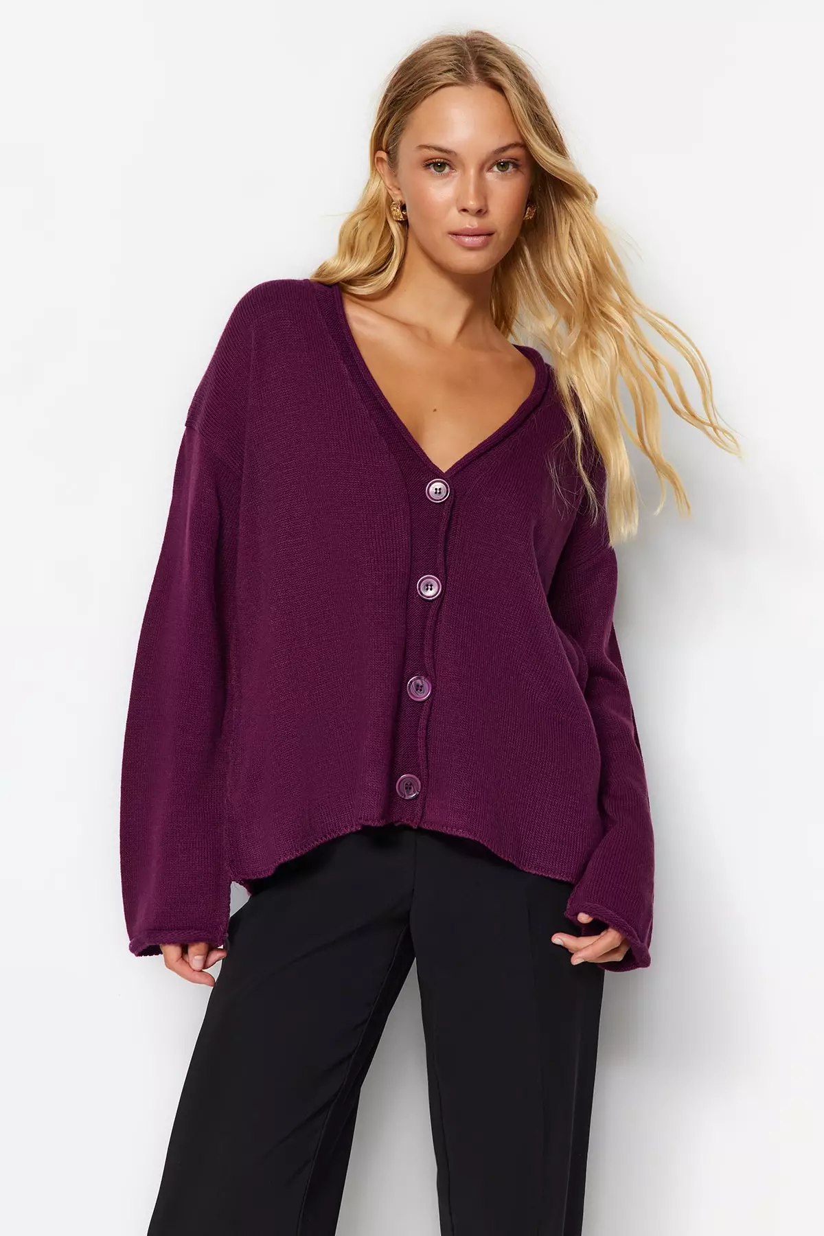 Purple cardigan clearance sweater