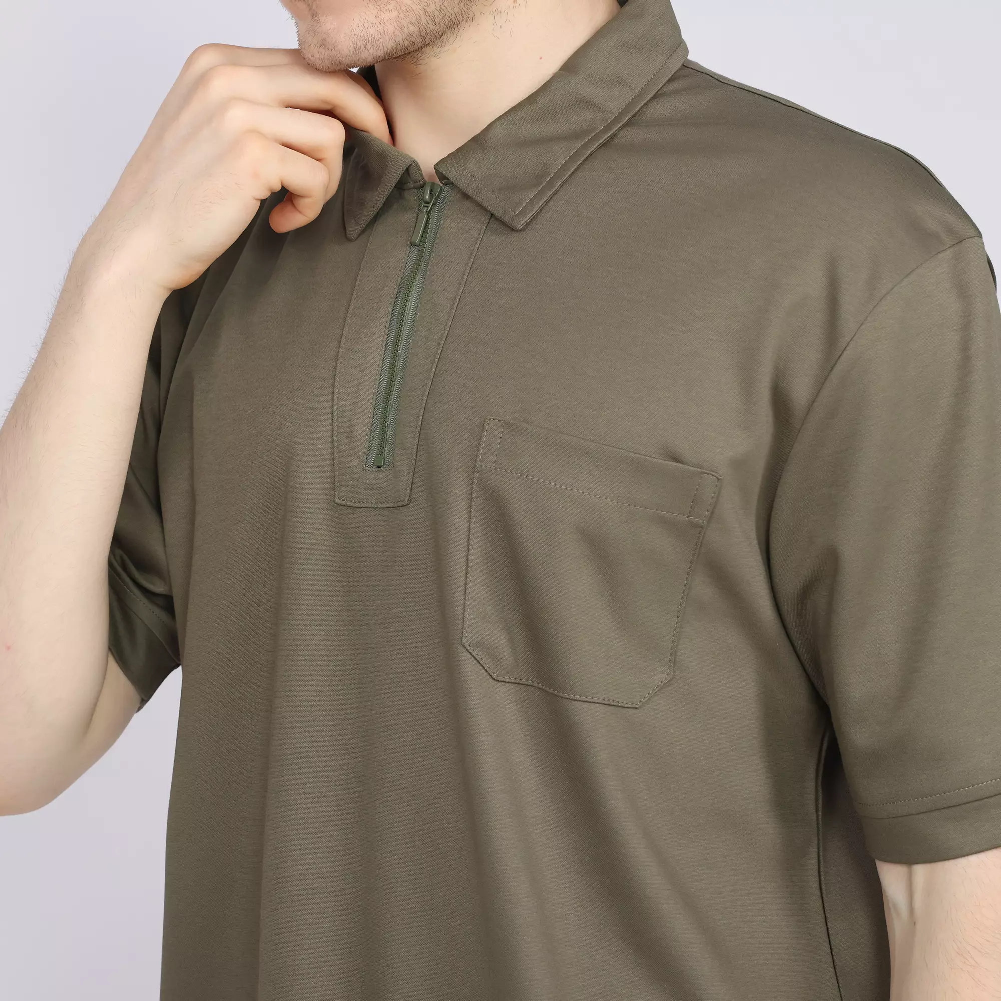 LARUSSO Compact Knit Polo - Olive