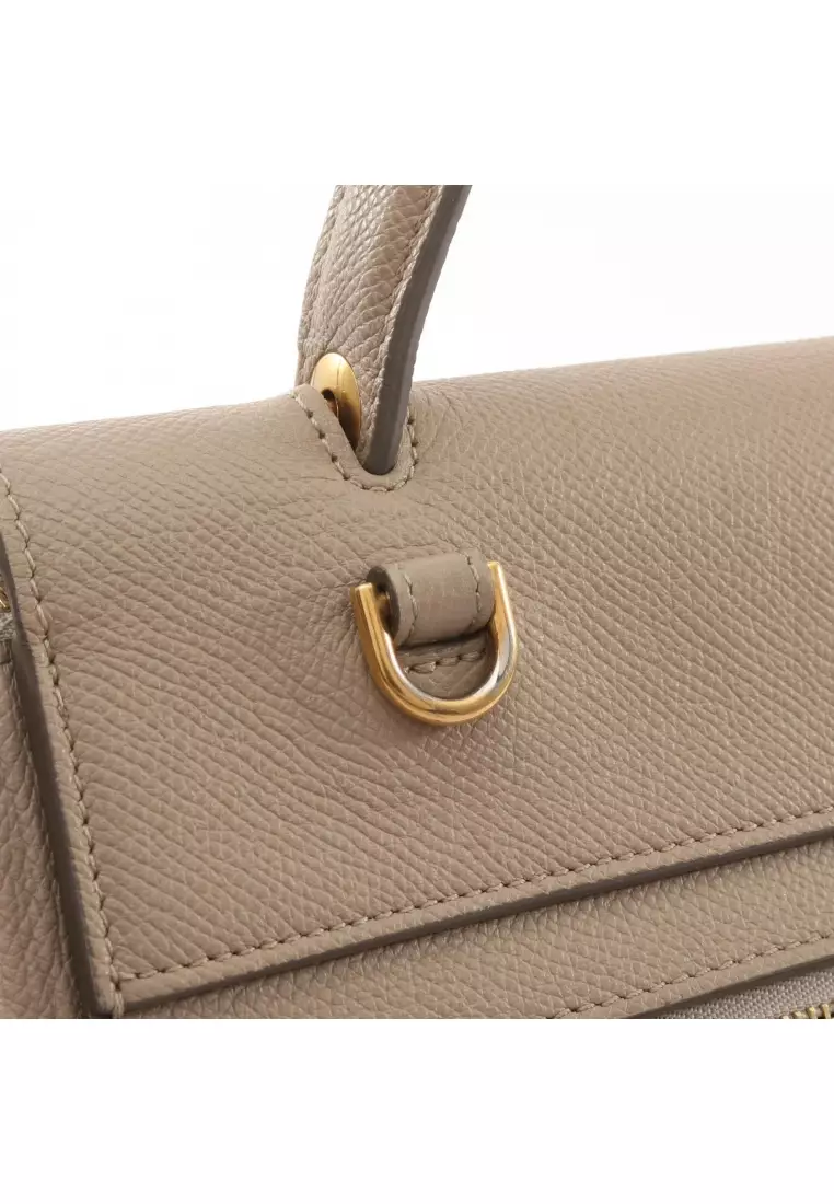 Pre-Loved Celine BELT BAG MINI belt bag mini Handbag leather beige 2WAY
