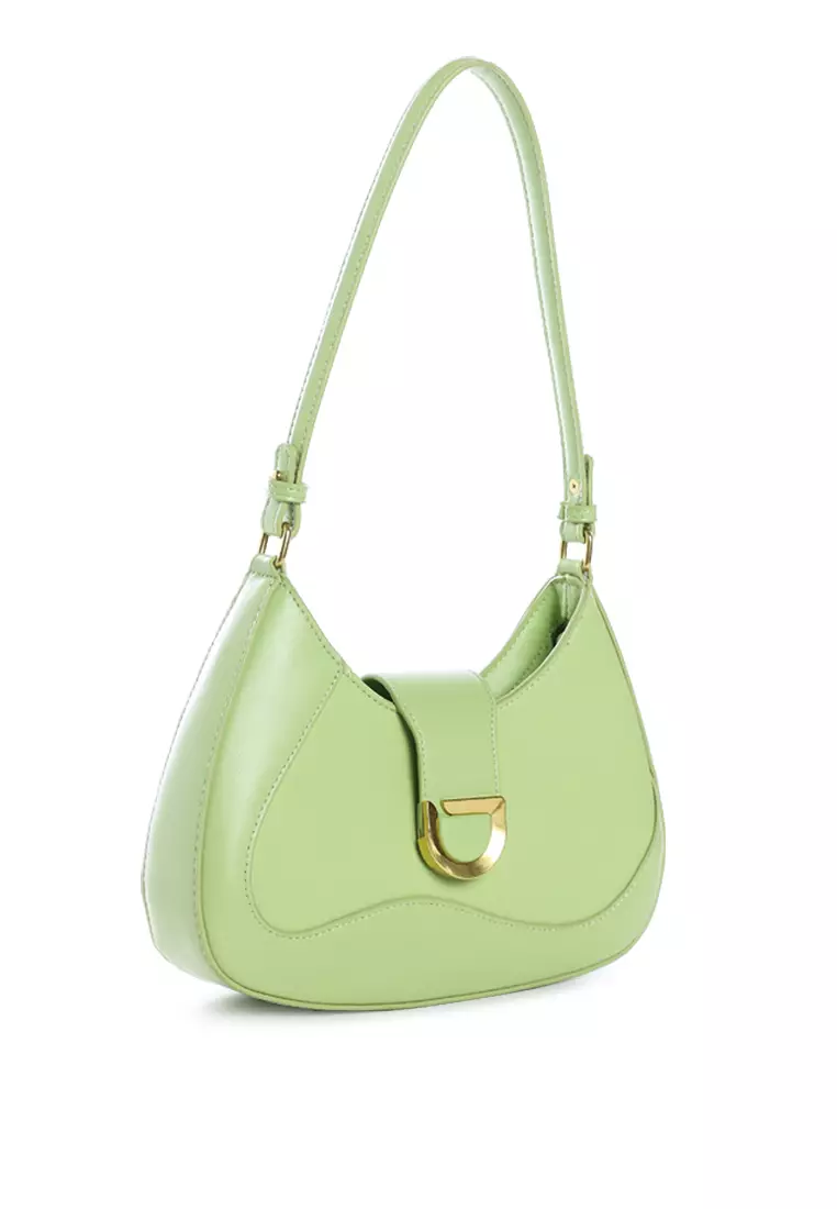 Faux leather Shoulder Bag In Green