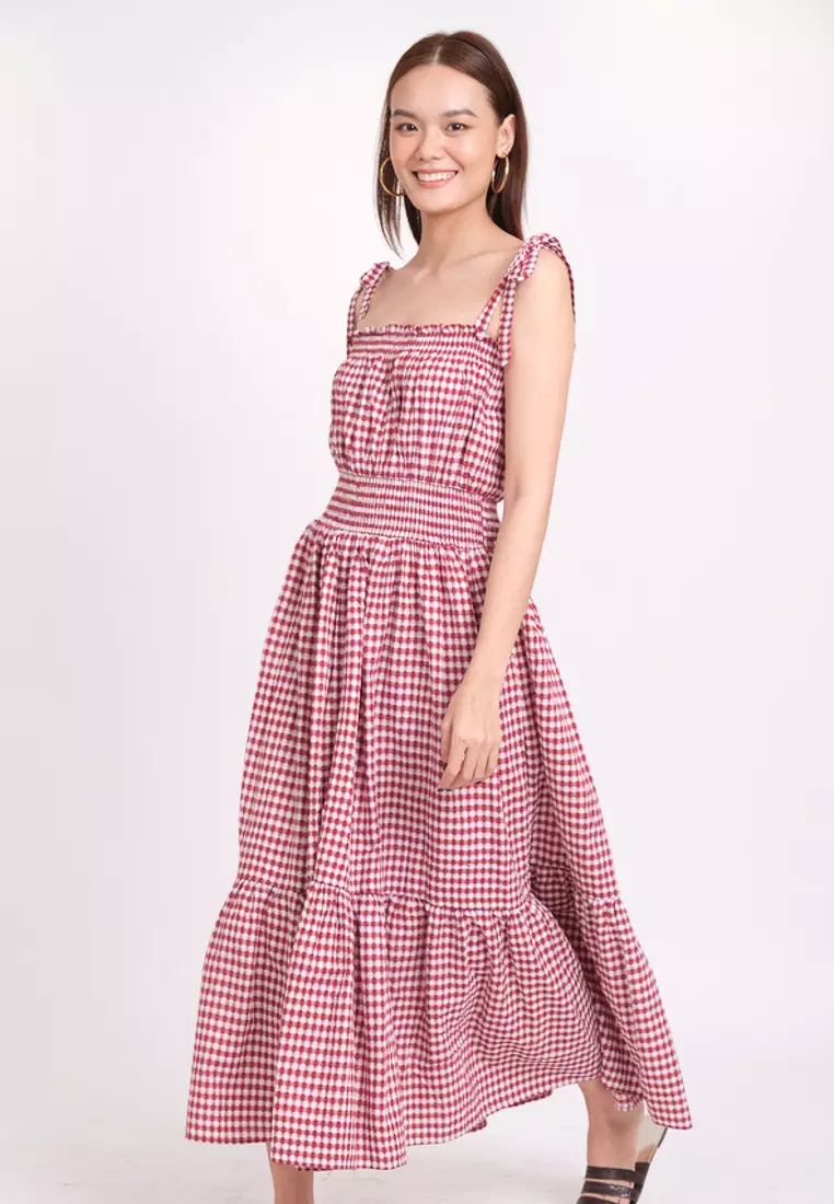Red gingham maxi new arrivals dress