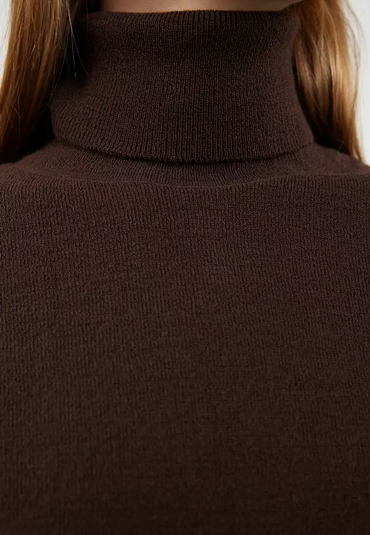 Dark Brown Wool Turtleneck Knitwear Sweater Twoaw25Kz00026