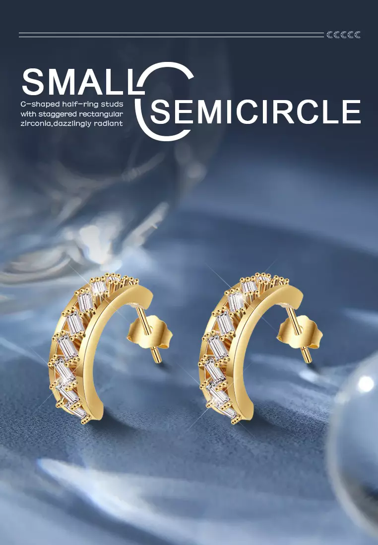 Anting Wanita Titanium Original Korea Fashion Antingan Cewek Anti Pudar Kotak Indah gold color