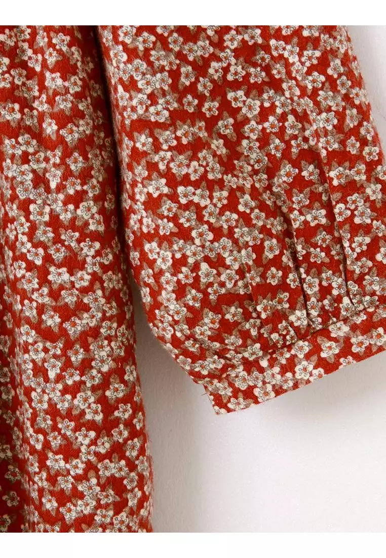 KITTY拿鐵咖啡系列．純棉小碎花假兩件背心洋裝《KB1413》