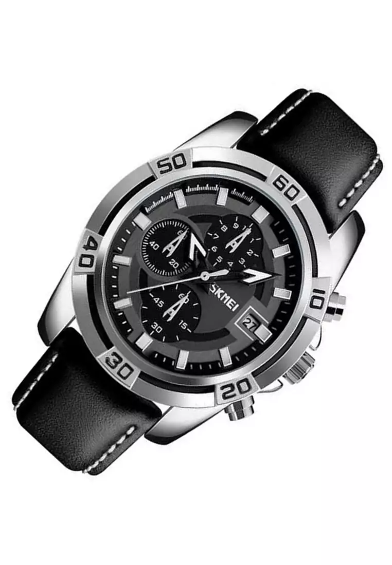 Jam Tangan Analog Pria Waterproof Strap Tali Material PU Leather RR15 ORIGINAL