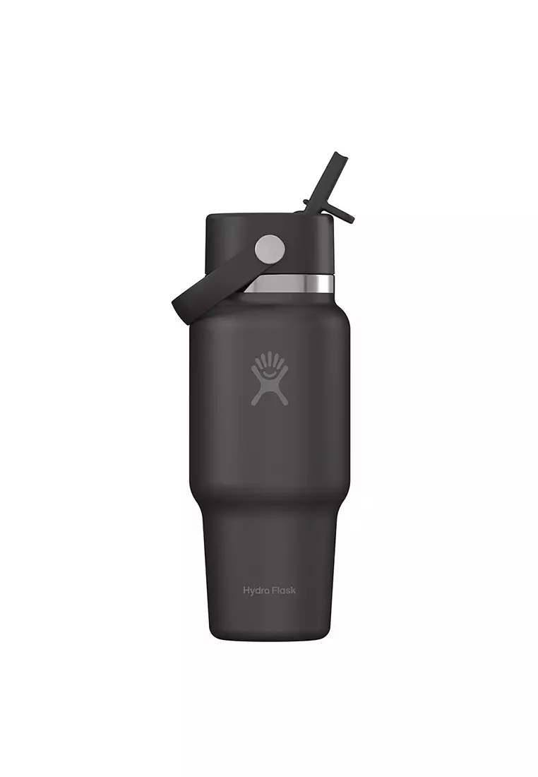 Hydro Flask Wide Mouth Flex Straw Cap Travel Bottle 24 oz Black 2.0