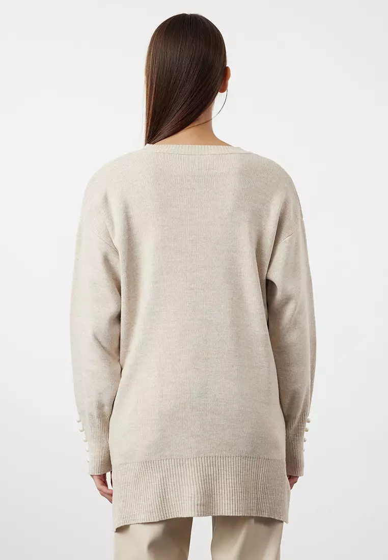 Stone Pearl Detailed Knitwear Sweater Tctaw25Ak00007