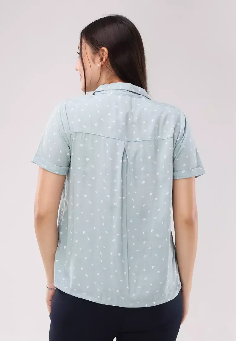 Woven Printed Rayon Short Sleeves Blouse