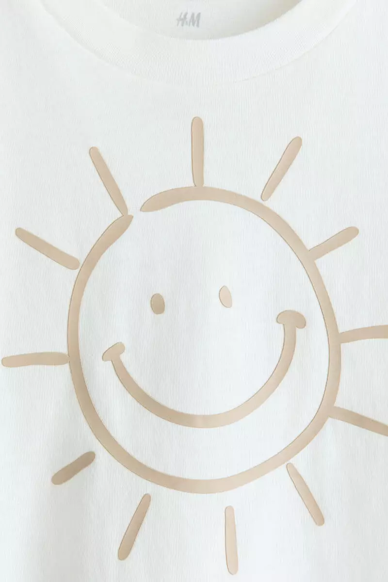 Print-motif cotton T-shirt