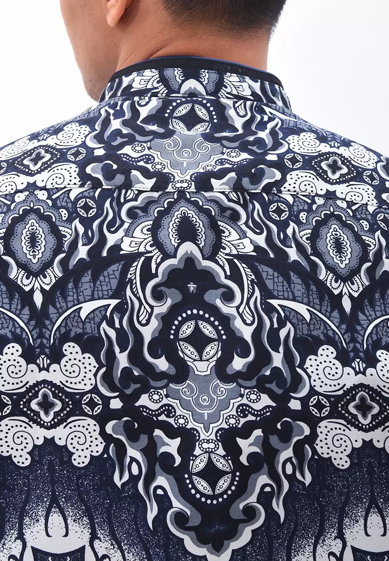 MANZONE Kemeja Batik Shangai Lengan Panjang KIWANDRA - BLACK