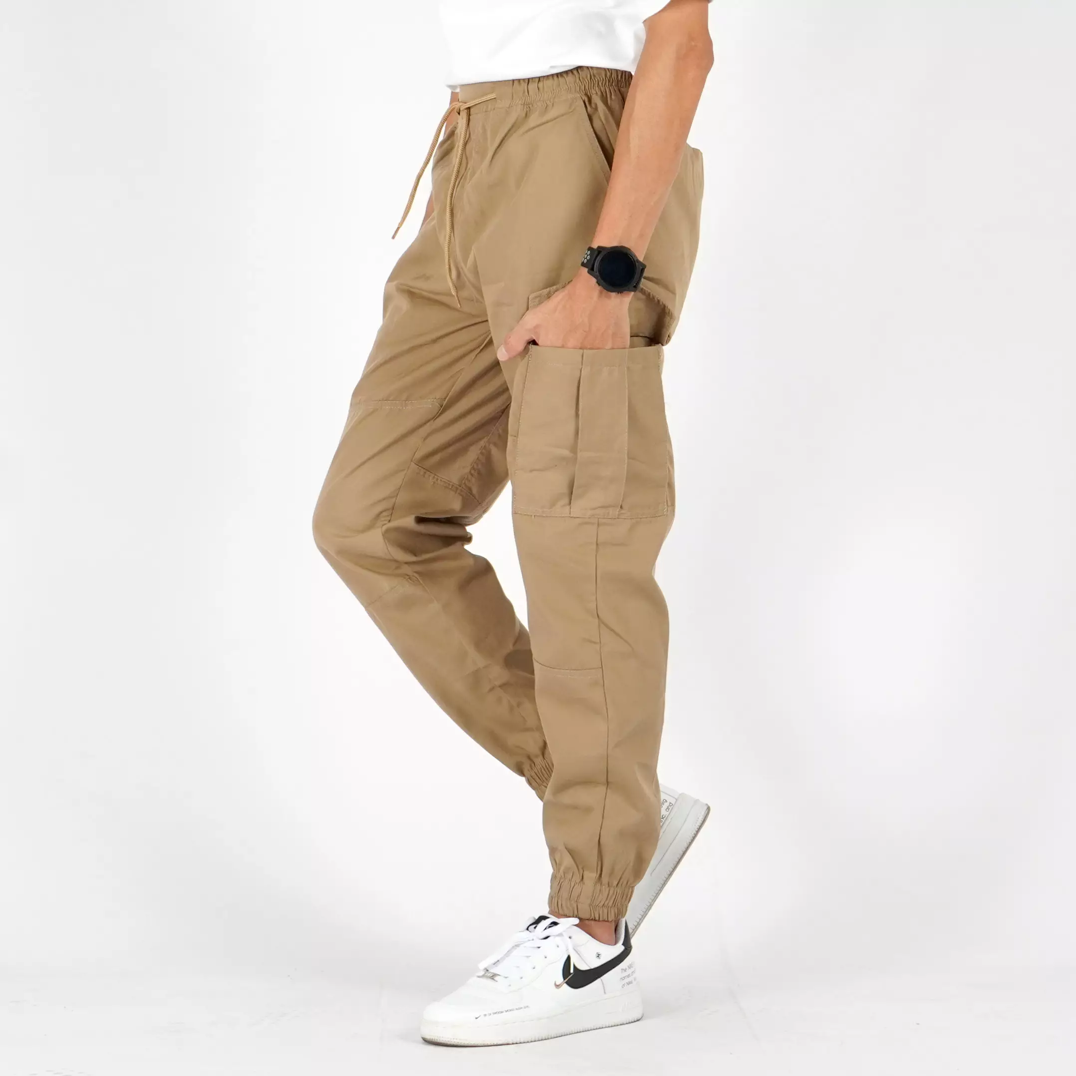  DAVE Celana Panjang Kargo Pria Celana Kargo Pria Cargo Jogger Pants - KREM