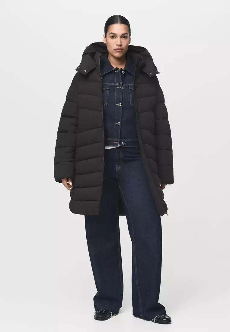 Midi Quilted Anorak with Hood