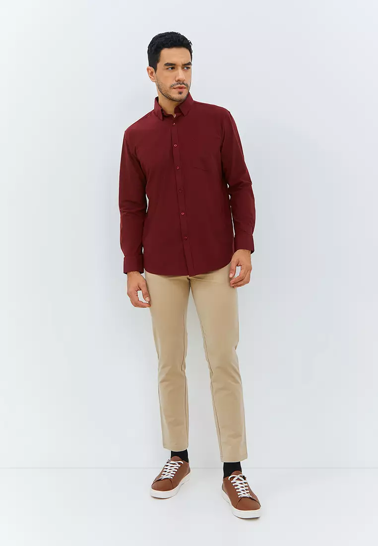 Jobb Steelco Kemeja Pria Lengan Panjang Regular Fit Maroon Colour Maroon