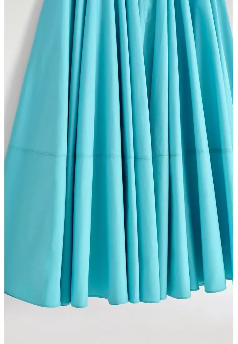 CIRCLE-CUT COTTON MIDI SKIRT