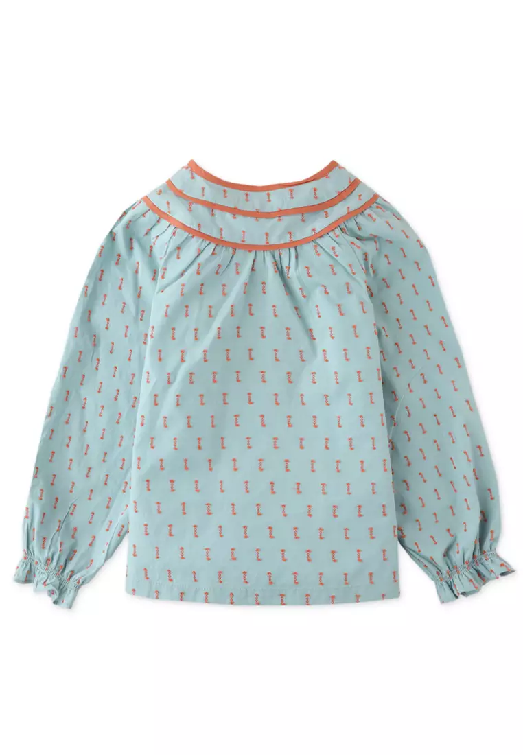 Girls Dotted Top With Contrast Trim