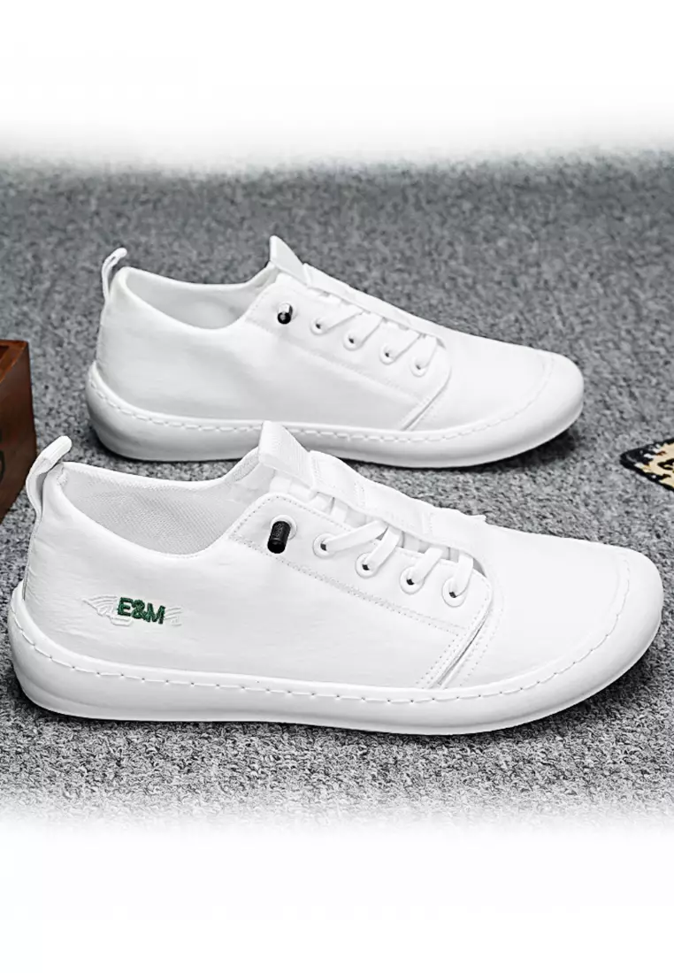 White canvas store lace up shoes