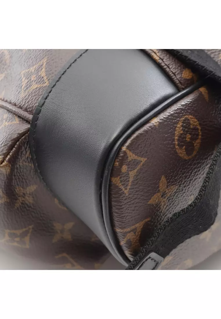 Pre-Loved Louis Vuitton Christopher MM monogram macassar Backpack rucksack PVC leather Brown black