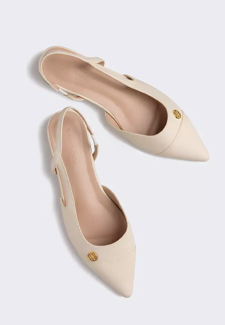 Ria Miranda Ivory Siena Slingback Flats