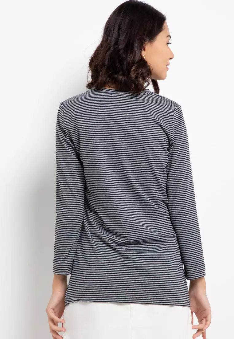 Kiera Lounge Knit Top In Black Grey