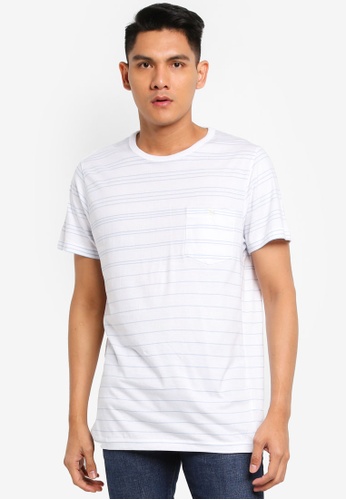 French Connection Mens Short Sleeve Striped Crew Neck Cotton T-Shirt