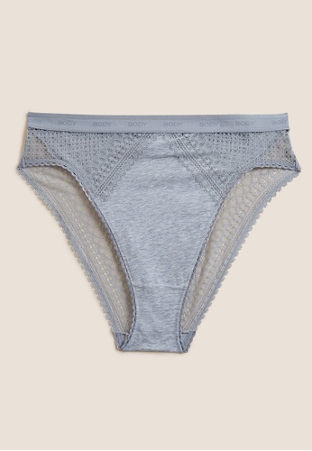 MARKS & SPENCER grey M&S Cotton Rich High Waisted High Leg Knickers 9E82FUS6018C74GS_1